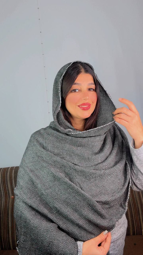 شال برشکا های لبه مرواریدی